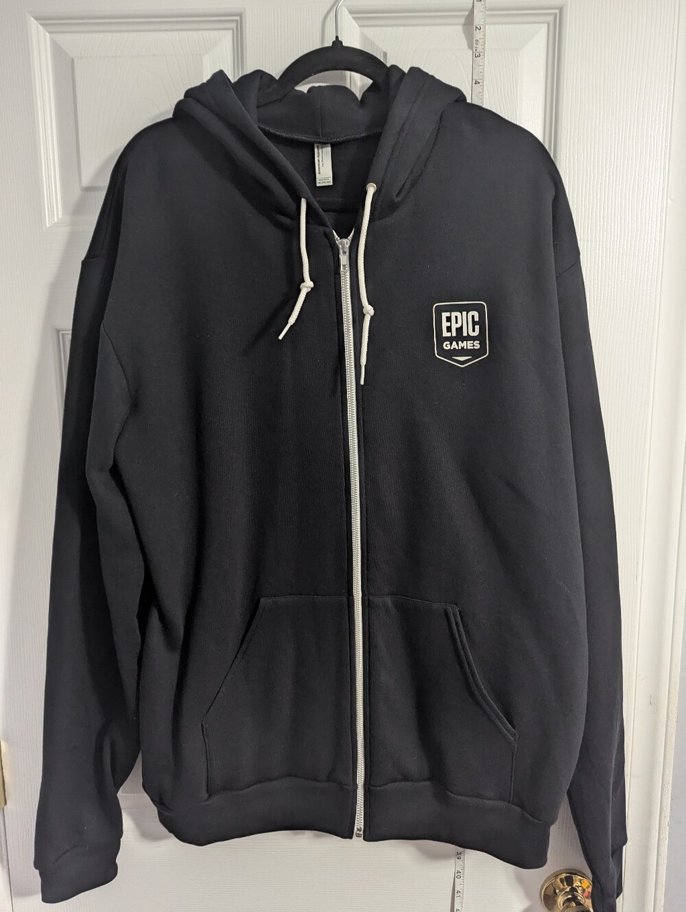 Epic Games/ Unreal Engine Black Zip Hoodie with White Drawstrings